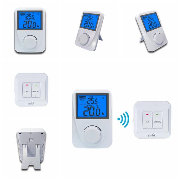 Riseem Blue Backlight Wireless RF Gas Boiler Непрограммируемый термостат с переключателем нагрева / выключения / охлаждения