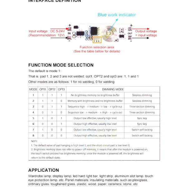 36 Вт 12 Вт XK-GK-4010A DC 12 Вт Модуль переключателя сенсора с помощью руки для пользовательских приложений