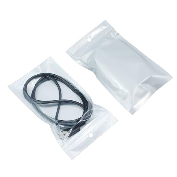 White Transparent  Zipper Bag Plastic Packaging Pearl Film Bags with Hang Hole for USB packing