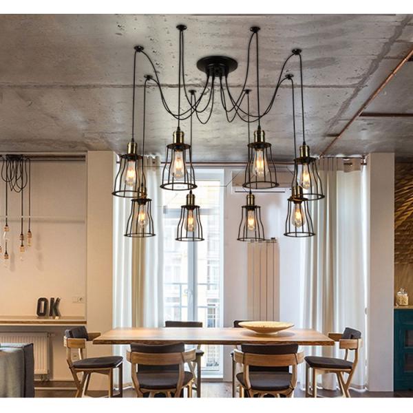 Retro Loft Industrial Chandelier Adjustable E27 Multi Head Lamps Restaurant metal lamp(WH-VP-225）