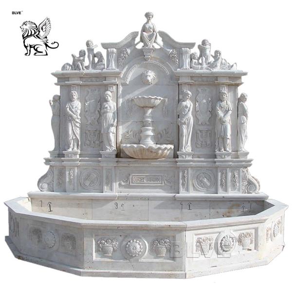 Marble Wall Fountains Italian Glorious Lion Head And Figure Relief  Stone Garden Decor