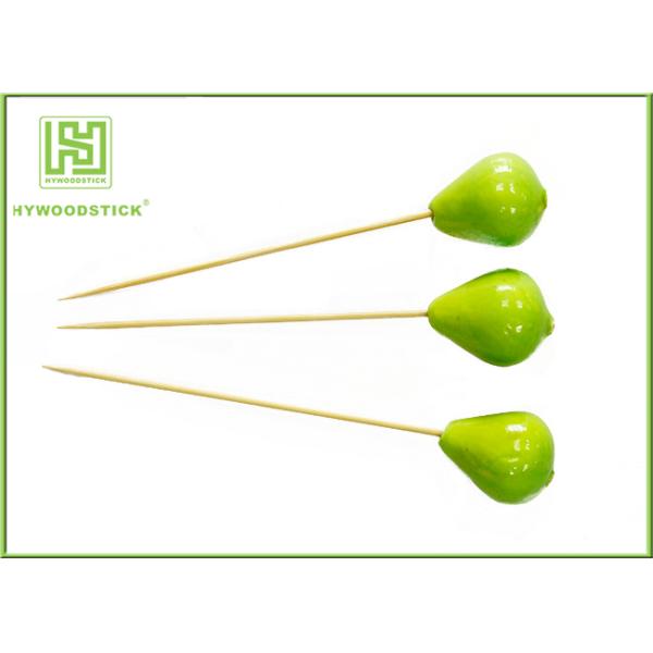 Fancy Extra Long Toothpicks Skewers , Wood Beads Smooth Bamboo Food Picks