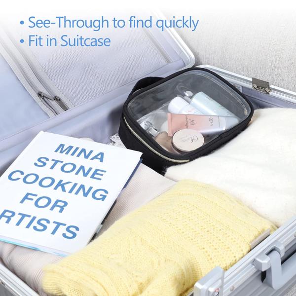 Сумка изготовленной на заказ небольшой гигиенической косметикаи ясности Pvc сумки макияжа хранения перемещения неопрена прозрачной Standup косметическая черная