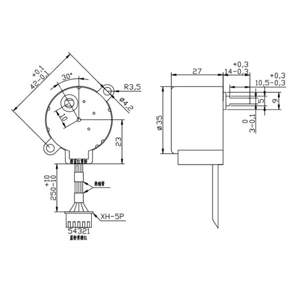 35mm 35BYJ412P Geared Stepper Motor 3.75 Degrees Step Angle With 42.5:1 Gearbox