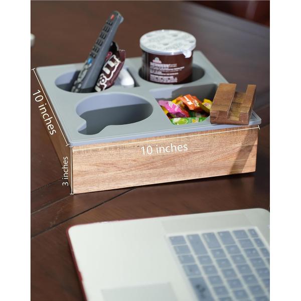 Wooden Couch Caddy Keep Snacks Drinks and Remote Within Reach on Bed Car Seat or Beach
