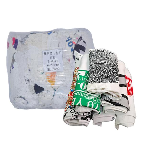 Cheap cotton clean cloth used white printed t shirt rags cotton workshop wiping mechanic rags