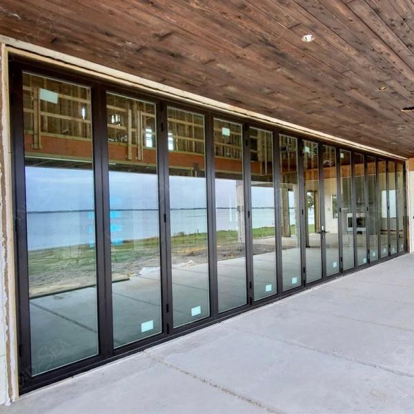 Grandsea Waterproof Hurricane Proof Aluminium Alloy Patio Glass Bi Folding Door American Bifolding Aluminum Folding Door