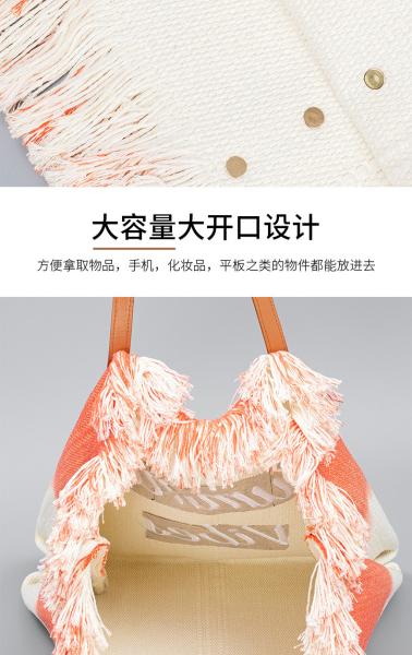 EMBROIDERED TOTE TASSEL DESIGN CANVAS BAG BRAIDED ALPHABET CANVAS UNDERARM NEW SHOULDER SUMMER HIGH CAPACITY WOMEN'S BAG