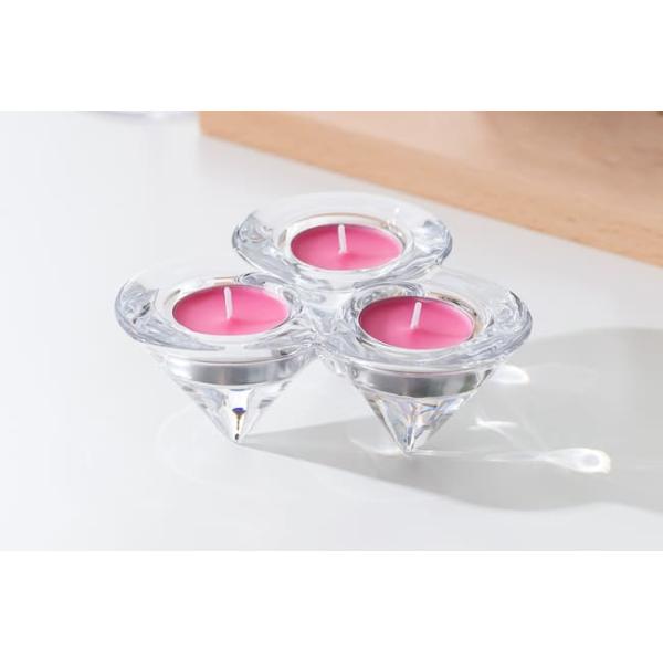 Triple Glass Tealight Candle Holders Triangular Cone Shaped Trio Candle Holder