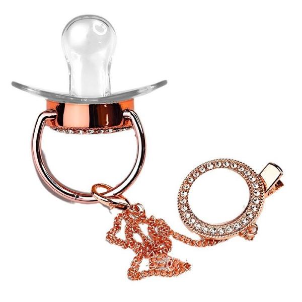 Personalized Bling Sublimation Pacifier Blanks With Chain Custom Photo Baby Pacifier Holder