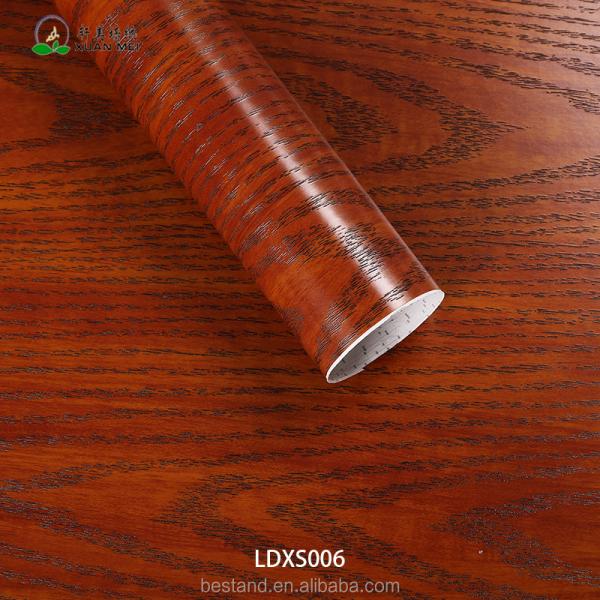 Self-Adhesive High Glossy Wood Grain Film PVC Decorative Film for Furniture Renovation