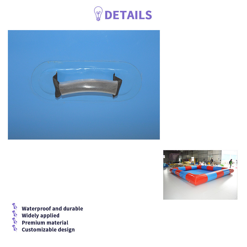 Red Blue Stripe Square Inflatable Water Pool PVC Kids Swimming Pool For Outdoor Ball Pit Sand Pit Commercial Events