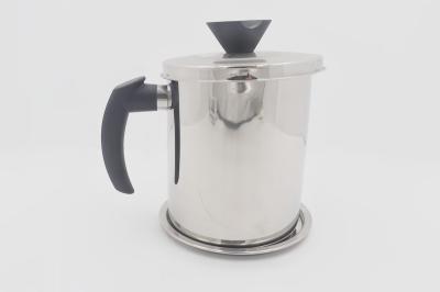 1.3L Kitchenware stainless steel oil strainer pot with lid round shape grease container
