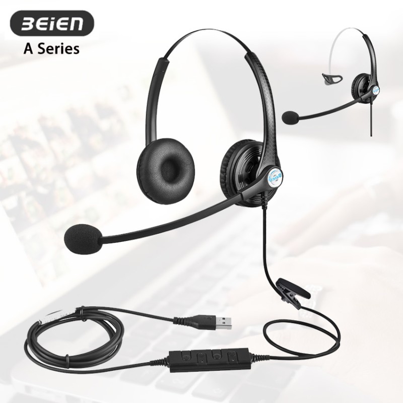 A Series Wired Headset with Mic For Call Center Cost-Effective Lightweight Plug and Play