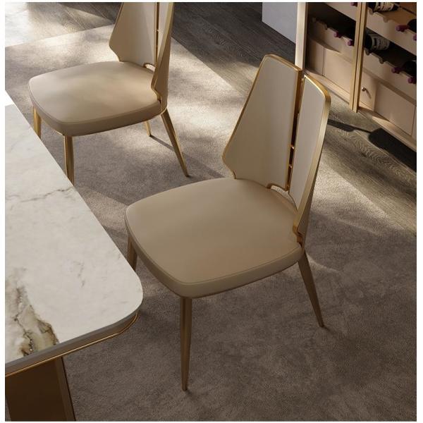 Modern Light Luxury Hotel Restaurant Furniture Stainless Steel Leather Dining Chair