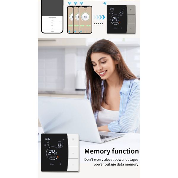 SIXWGH Smart WiFi Thermostat for Hotel Use Tuya App Voice Control Electric Floor Heating 16A Load LCD Temperature Controller