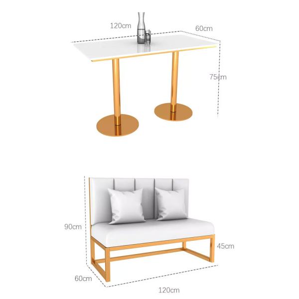 Meubles de marbre de restaurant de mousse de haute densité de Tableau de café et de velours de chaises