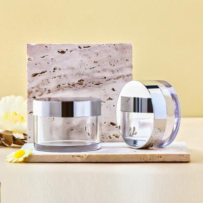 Transparent Plastic Cosmetic Cream Jar with Screw Cap