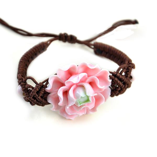 Peony ceramic bracelet A-105 vintage handmade bracelet gift
