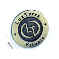 Customized Metal Plates Logo Brushed Antique Brass Round Embossed Labels for Handbags