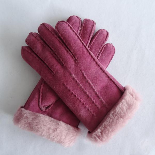 Wholesale High Quality Classic Women Sheep Skin Leather Lamb Fur Winter Warm Gloves