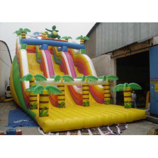 Commercial inflatable jungle dinosaur high slide classic inflatable dinosaur dry slide