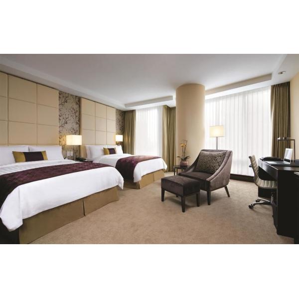 Modern Maple Wooden Twin Bed Hotel Bedroom Furniture Sets For Guest Room