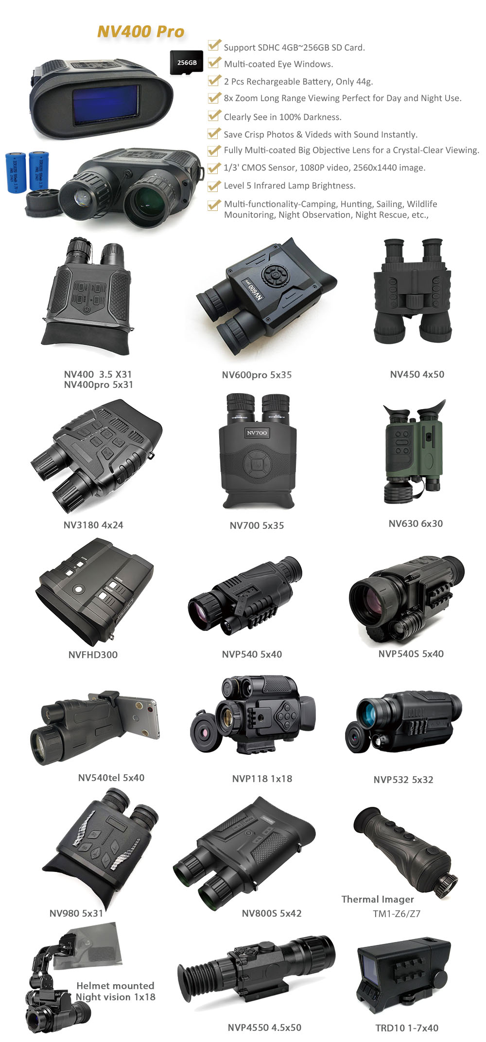 Камера ночного видения военного ультракрасного термического изображения Monocular