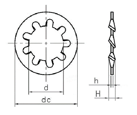 Пружинные шайбы зуба шайб HRC 40-50 весны финиша цинка стальное внутренние