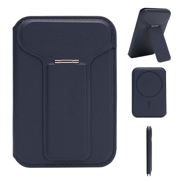 Custom Size PU Leather Magnetic Card Holder Wallet With Phone Bracket Stand