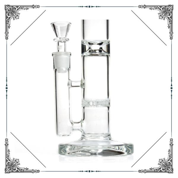 Grav Straigth Tube Glass Water pipes With Honeycomb Perc Bongs Clear Crystal Base