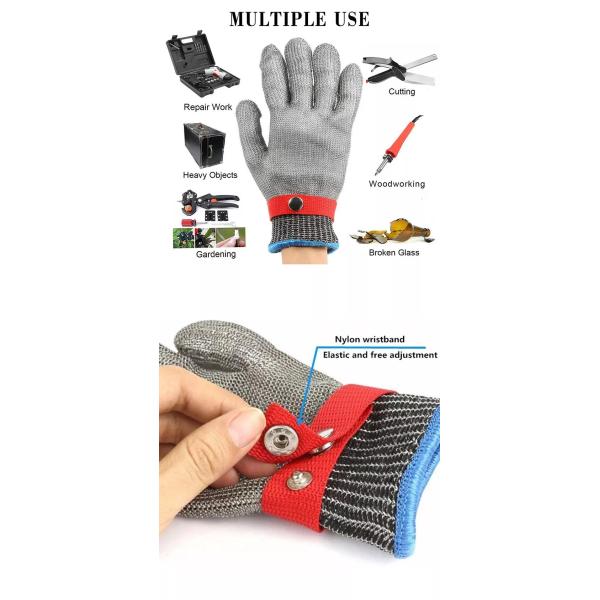 Anti Cut Stainless Steel Safety Gloves Wire Metal Mesh Cut Resistant Breathable