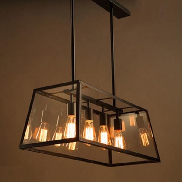 Loft Rectangle Pendant Lights with Glass Lampshade Vintage pendant lamp Fixtures (WH-VP-22)