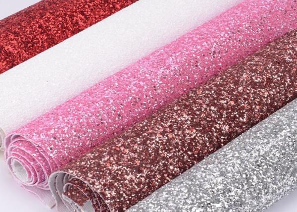 Synthetic PU Leather Material Glitter Upholstery Fabric Match Backing Color
