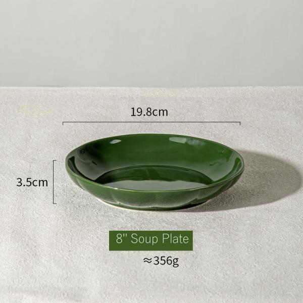 24-Piece Ceramic Dishes Set Green Pumpkin Kitchen Utensils For Porcelain Table Plates