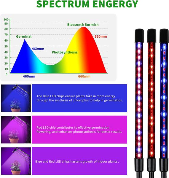 5730SMD Red Blue LED Growth Lamp With Timer Adjustable Gooseneck