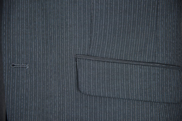 Single Breasted Mens Grey 2 Piece Suit Dark Grey Stripe Office Business