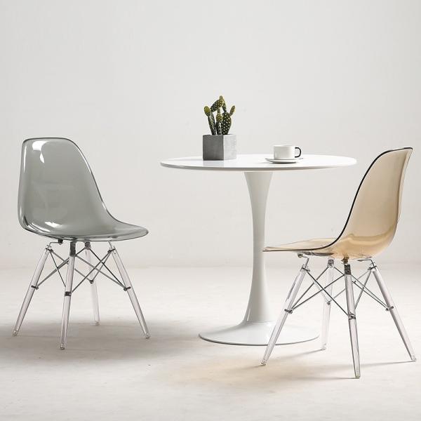 Clear Chair, Armless Acrylic Desk Chair with Golden Feet Swivel Molded Plastic Shell Chair Adjustable