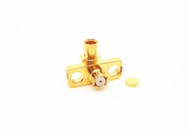 Os furos fêmeas do conector 2 de SMP RF do ângulo direito flangeiam conector coaxial da montagem