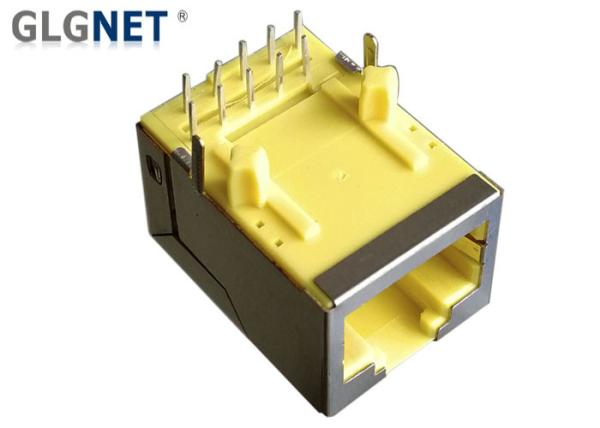Right Angle Magnetic RJ45 Connector Rj45 Pcb Mount Jack 6 U Gold Plating