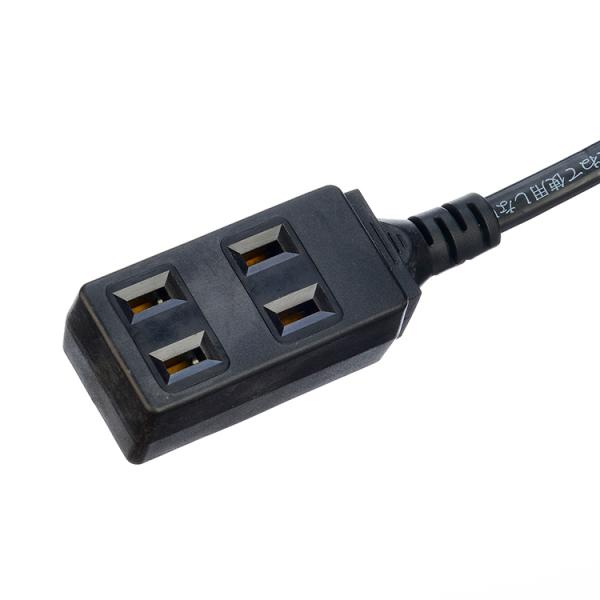 2 Flat Poles PSE Certificated Power Plug With 1Change to 2 Pole Socket for Home Appliance Extension Cord Customized Black
