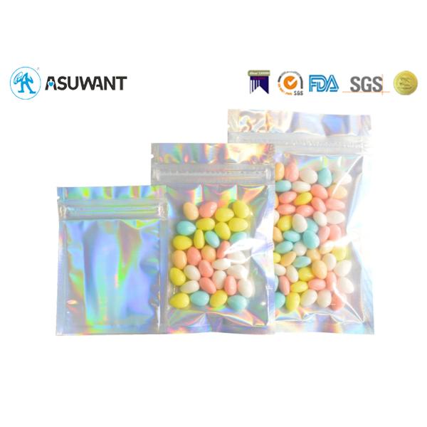 Holographic Weed Aluminium Foil Mylar Zipper Bags For Candy