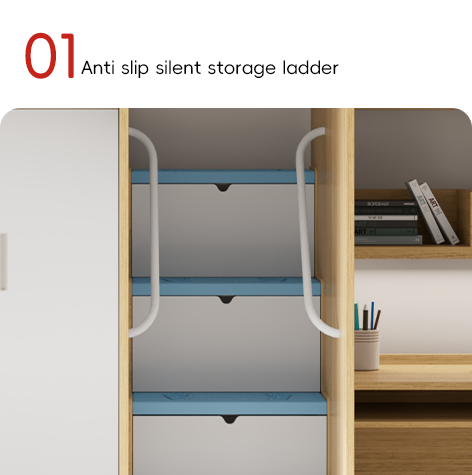 Нескользящий тихий склад Лестница настройка и толстый ограждение 4600*900*2120 Квартирная кровать для детей/подростков/молодых взрослых Сделано на заводе Фошань Myidea