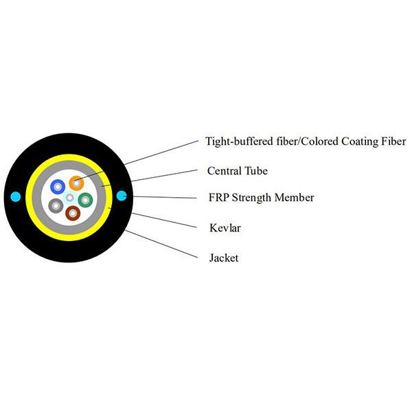 Round Loose Tube FTTH Drop Cable , Flexible 2F - 12F Ftth Aerial Drop Cable