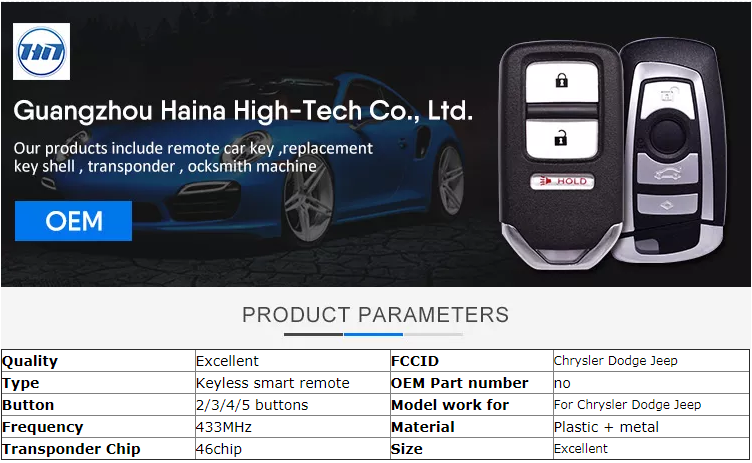 Aftermarket Fob 2 3 4 5 Button 433MHz ID46 Chip For Chrysler Dodge Jeep FCCID M3N-40821302