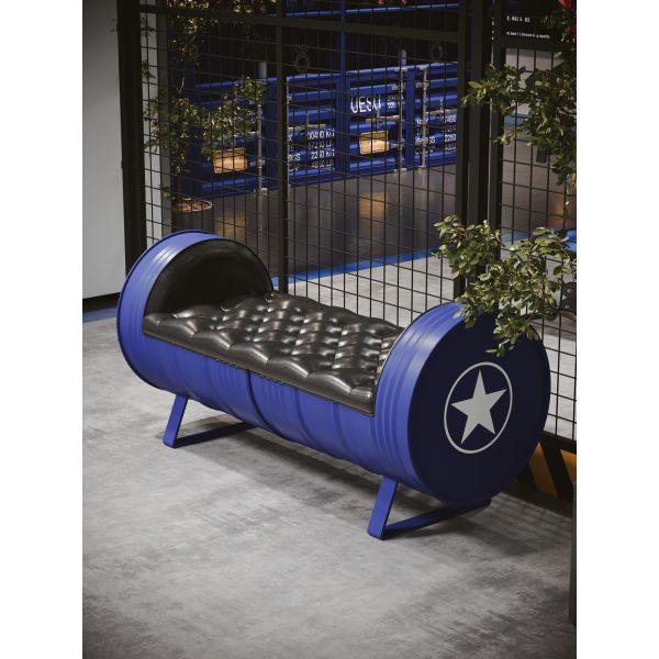 Commercial Industrial Metal Bench Compact Indoor Metal Benches Blue For Clothing Store
