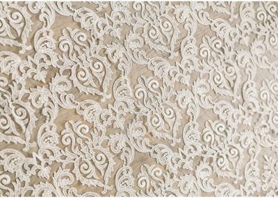 Off White Embroidery Floral Corded Lace Fabric By The Yard For Bridal Dress