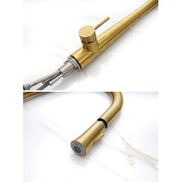 4 Hole Single Handle White Stainless Steel Pull Out Tap Kitchen Faucet  Mixer