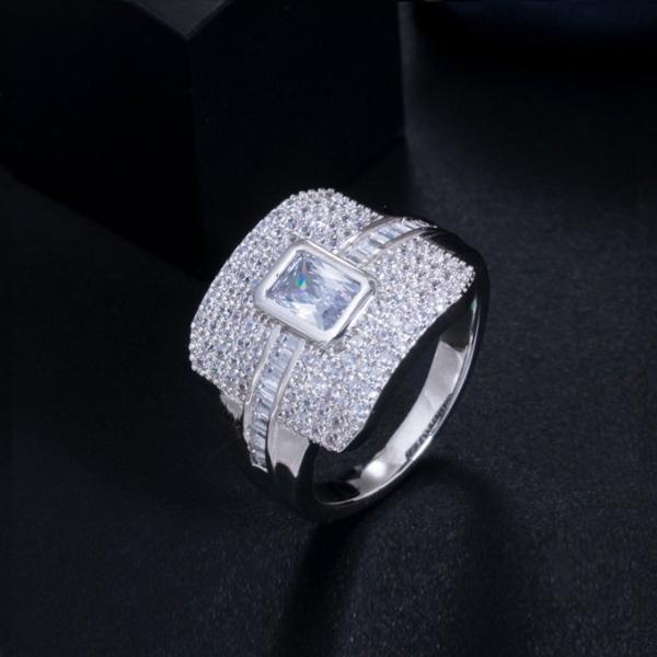 Elegant square Shaped CZ Rings Women Ring for Wedding Ring Wedding Sweet Design Jewelry Valentine's Day Love Ring