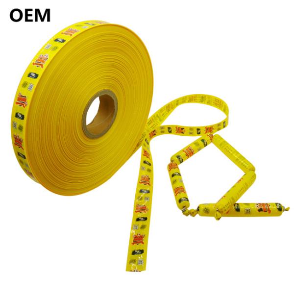 колбасные оболочки желтого цвета с печатным искусственным колбасным кожуром для паровых колбас